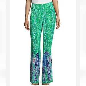 Lilly Pulitzer Lolani 100% Silk Palazzo Pant In Toucan Green